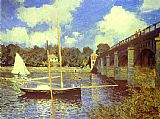 Road Canvas Paintings - The Road Bridge at Argenteuil